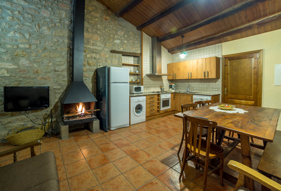 Living room with fireplace at Casafont II